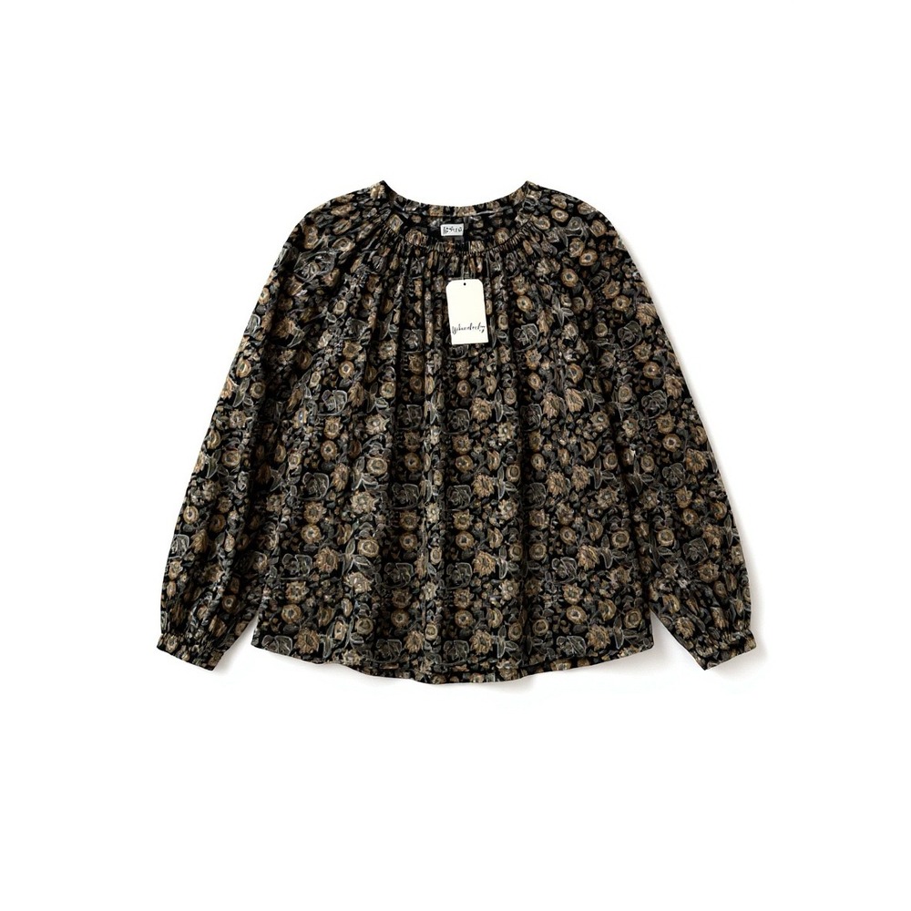 Wonderly Floral Smocked Neck Long Sleeve Peasant Blouse‎ sz XL Cottage, boho NWT